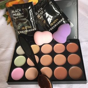 Bundle Colors Makeup Concealer Palette Brushes Set